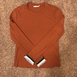 Ruffle Cuff Knit Top